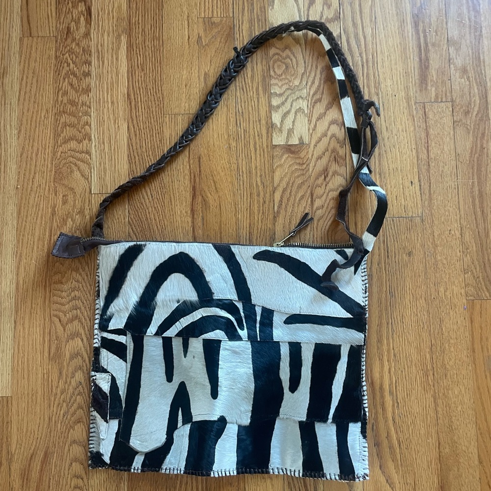 Large Stylish Black and White Zebra Print Shoulder Bag